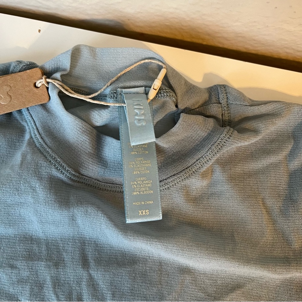 NWT Skims Blue Sky Sheer Mesh T-Shirt Thong Bodysuit XX / XS - Picture 5 of 7